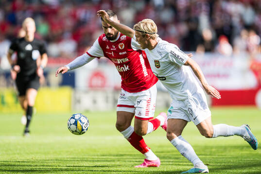 Kalmars Dino Islamovic och Brommapojkarnas Alexander Jensen