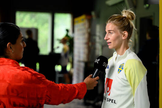 Sofia Jakobsson is being interviewed
