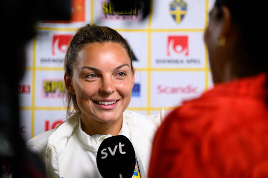 Johanna Rytting Kaneryd is being interviewed