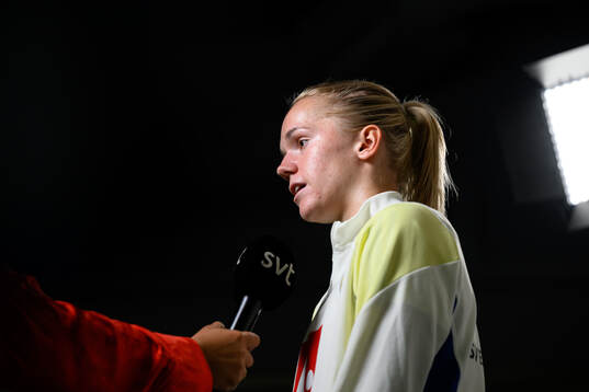 Hanna Lundkvist is being interviewed