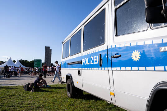 A police van outside Olympiastadion