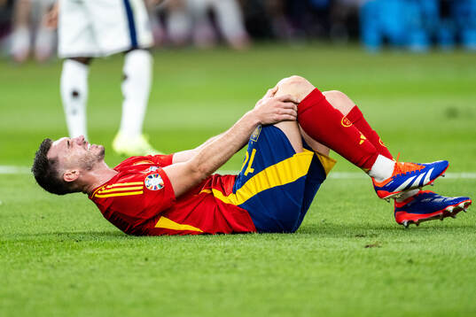 Aymeric Laporte of Spain in pain
