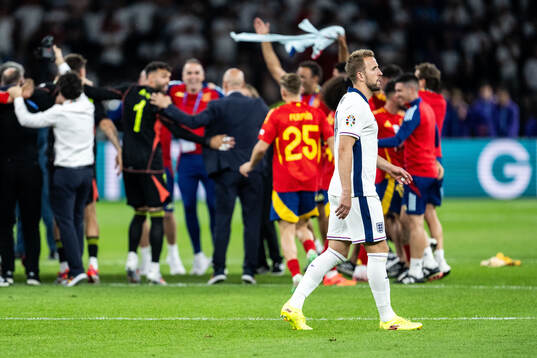 Harry Kane of England looks dejected