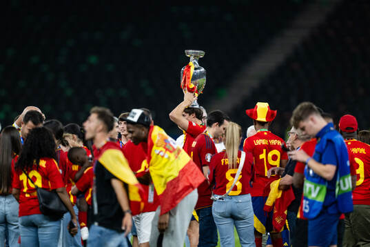 Robin Aime Le Normand Mainfray of Spain celebrates with the