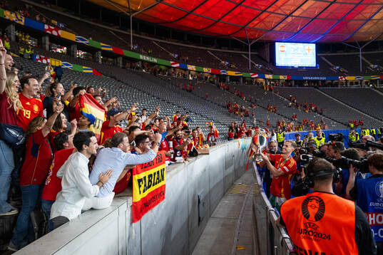 Fabian Ruiz Pena of Spain celebrates with the trophy