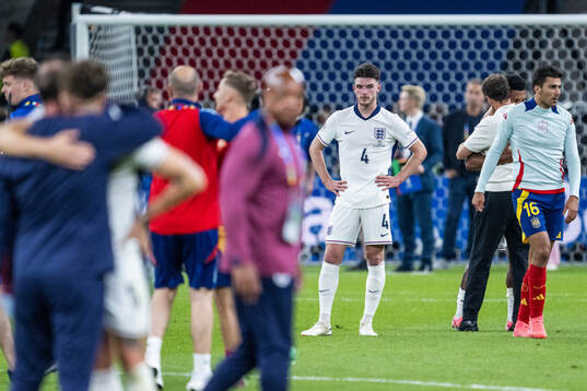 Declan Rice of England looks dejected