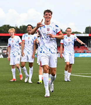 Daniel Braut of Norway celebrates