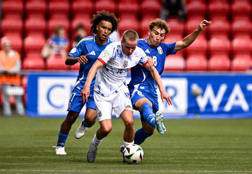 Mats Pedersen of Norway in action against Luca Di Maggio of