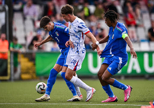 Daniel Braut of Norway in action against Davide Bartesaghi,