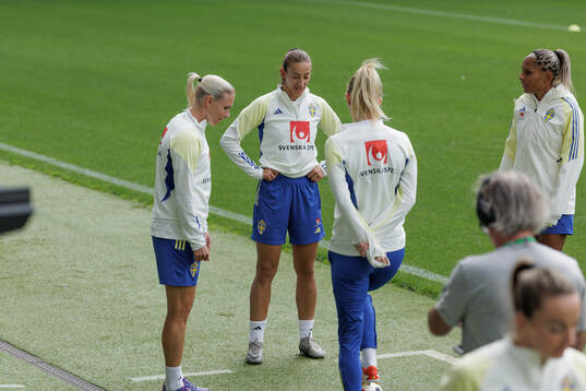 of the Swedish women's national football team at a training