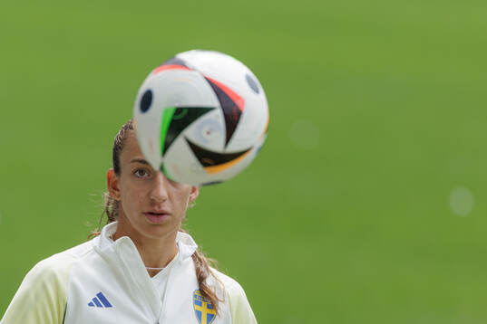 of the Swedish women's national football team at a training