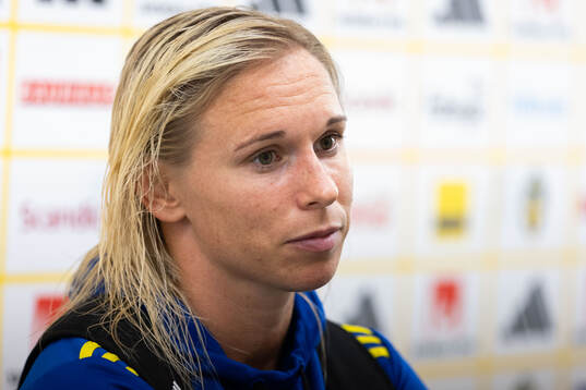 Jonna Andersson of Sweden in mixed zone