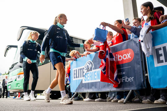 Sophie Roman Haug and Frida Maanum of Norway arrive