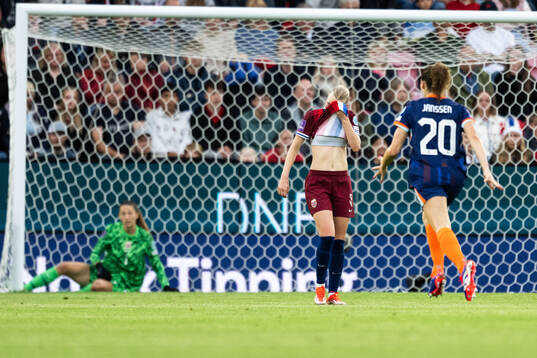 Karina Sævik of Norway looks dejected