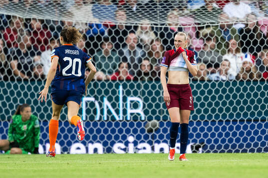 Karina Sævik of Norway looks dejected