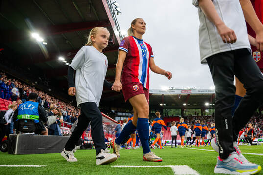 Lisa Naalsund of Norway enters the pitch