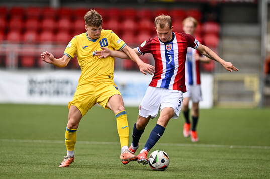 Aleksander Andresen of Norway in action against Andrii