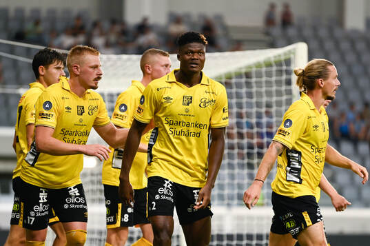 Per Frick , Terry Yegbe and Niklas Hult of Elfsborg