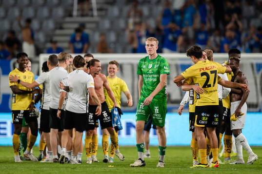 Goalkeeper Marcus Bundgaard Sörensen of Elfsborg celebrate