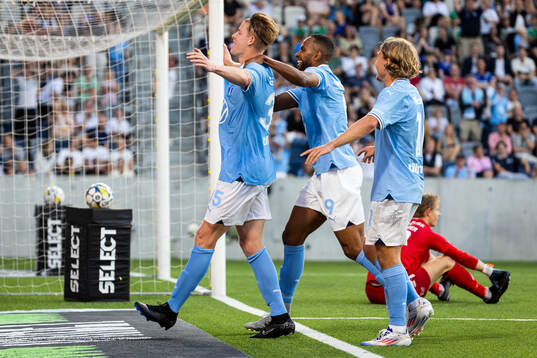 Malmö FFs Nils Zätterström, Sebastian Nanasi, och Isaac