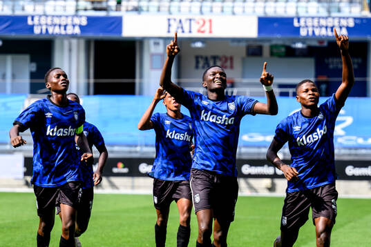 Sporting Lagos spelare jublar