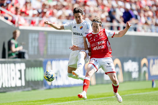 Djurgårdens Gustav Wikheim och Kalmars Johan Karlsson