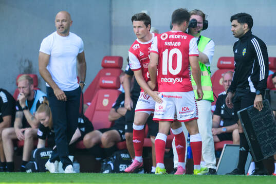 Kalmars tränare Stefan Larsson, Max Svensson och Simon