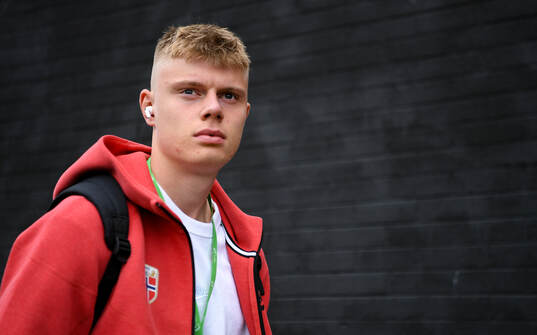 Rasmus Holten of Norway arrives