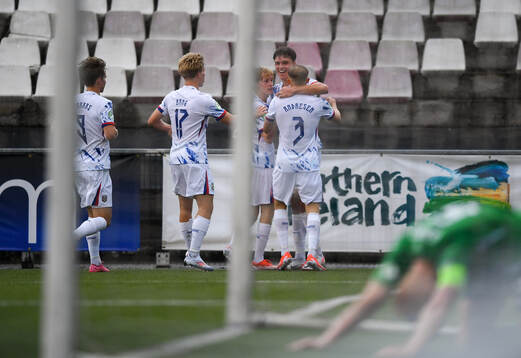 Daniel Braut of Norway celebrates