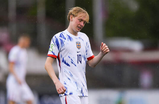 Sondre Granaas of Norway reacts to a missed chance