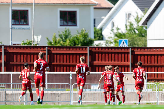 Skövde AIKs spelare jublar