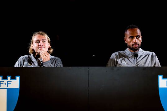 Sebastian Nanasi and Isaac Kiese Thelin of Malmö FF