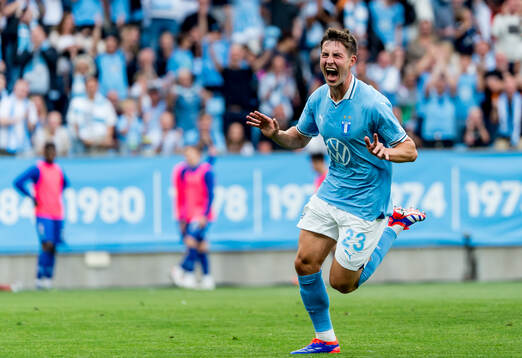 Lasse Berg Johnsen of Malmö FF celebrates