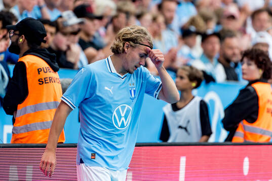 Sebastian Nanasi of Malmö FF looks dejected