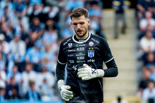 Goalkeeper Mark Fabricius Jensen of Klaksvik looks dejected