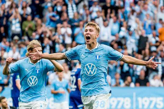 Hugo Bolin of Malmö FF celebrates the 2-0 goal