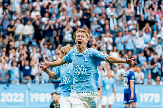 Hugo Bolin of Malmö FF celebrates the 2-0 goal