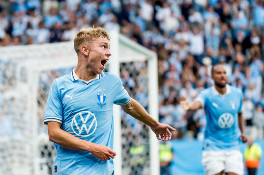 Hugo Bolin of Malmö FF celebrates the 2-0 goal