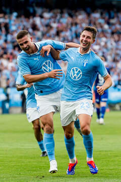 Lasse Berg Johnsen and Gabriel Busanello of Malmö FF