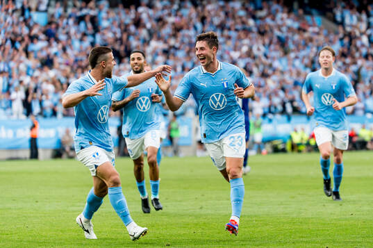 Lasse Berg Johnsen and Gabriel Busanello of Malmö FF