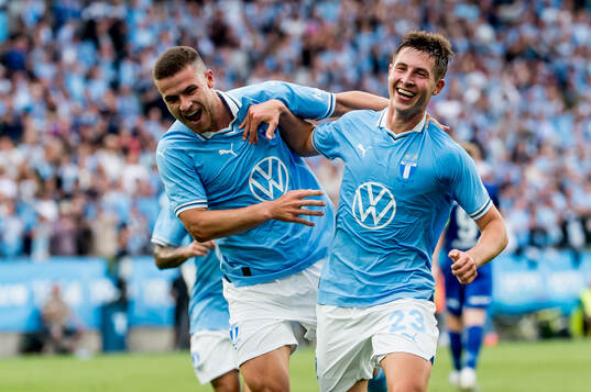 Lasse Berg Johnsen and Gabriel Busanello of Malmö FF