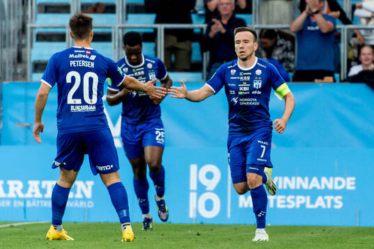 Arni Frederiksberg of Klaksvik celebrates the 3-1 goal