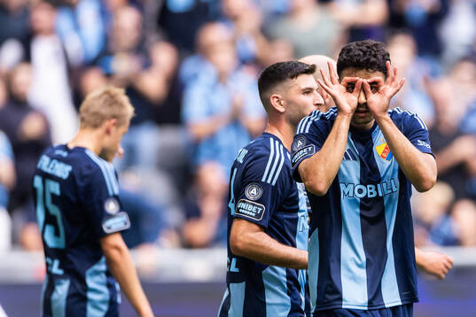 Deniz Hummet  of Djurgården celebrate