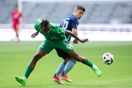 Samuel Dahl of Djurgården and Kenny Mixtur of FC Progres