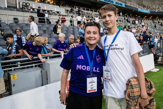 Swedish author Camilla Läckberg and her son Charlie