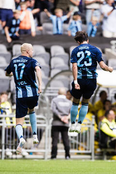 Peter Therkildsen and Gustav Wikheim of Djurgården
