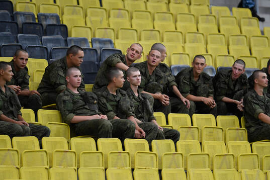 Soldiers in the stands