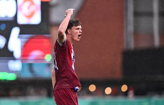 Daniel Braut of Norway celebrates