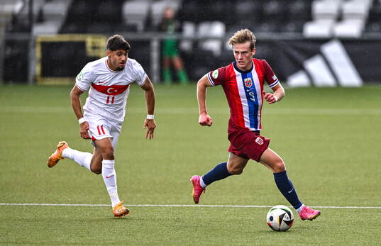 Rasmus Holten of Norway in action against Emirhan Demircan