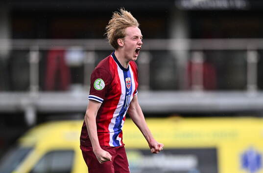 Sondre Granaas of Norway celebrates